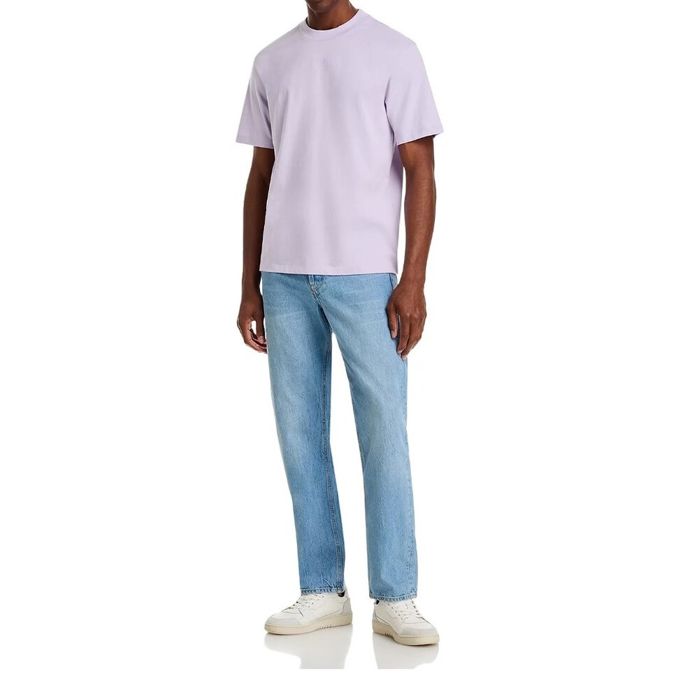 Hugo Boss Men's HUGO Dapolino Logo SS Crew T-Shirt Cotton Jersey Solid Lavender - Picture 4 of 5